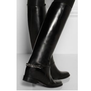 Louboutin Black Chain Leather Riding Boots